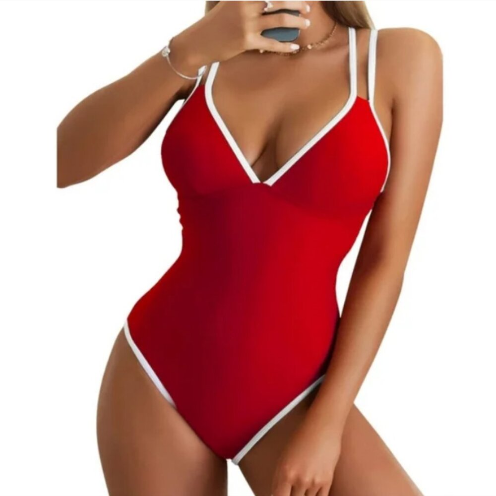 B2PRITY V Neck One Piece Swimsuit